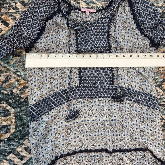 Calypso St Barth Silk Tunic Top Size S Blue Multi Print with Embroidered Details - Picture 8 of 9